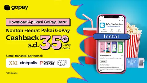Promo Cinema: Cashback hingga 35.000 GoPay Coins Pakai Aplikasi GoPay, Baru!