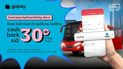Promo redBus: Cashback hingga 30.000 GoPay Coins