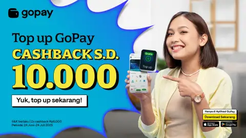 Top Up GoPay Sekarang, Cashback hingga 10.000