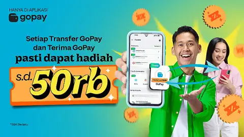 Transfer GoPay Seru, Hadiah Nemu! Kirim & Terima Bisa Dapat 50rb GoPay Coins