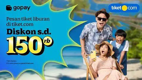 Promo tiket.com: Cashback 125.000 GoPay Coins & Diskon s.d. Rp150.000