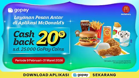 Promo McDonald’s McDelivery: Cashback hingga 25.000 GoPay Coins