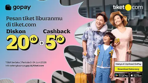 Promo tiket.com: Cashback Blibli Tiket Points s.d. Rp5.000 & Diskon s.d. Rp30.000