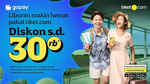 Promo tiket.com: Cashback Blibli Tiket Points s.d. Rp5.000 & Diskon s.d. Rp30.000