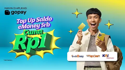 Promo E-Money Mandiri: Top Up Kartu Elektronik 5rb, Cuma Rp1 di Aplikasi GoPay!