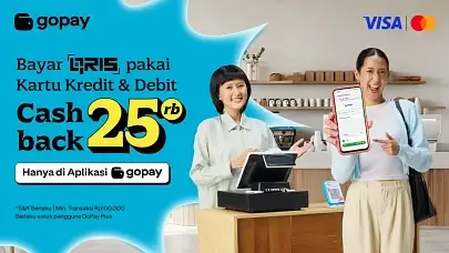 bayar qris pakai kartu debit dan kredit bank di aplikasi gopay