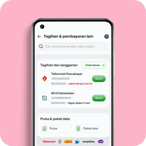 Bayar tagihan & pulsa bulanan
